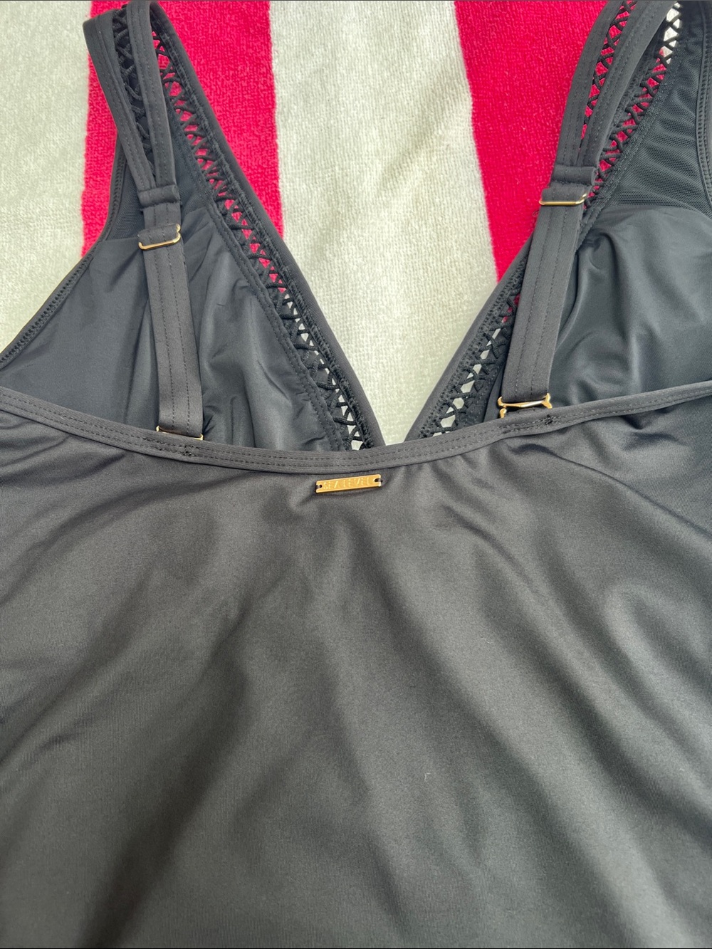 Sea Level Australia Black Ruched Swim Tank V-Neck Tankini - Size 8 - Picture 3 of 5